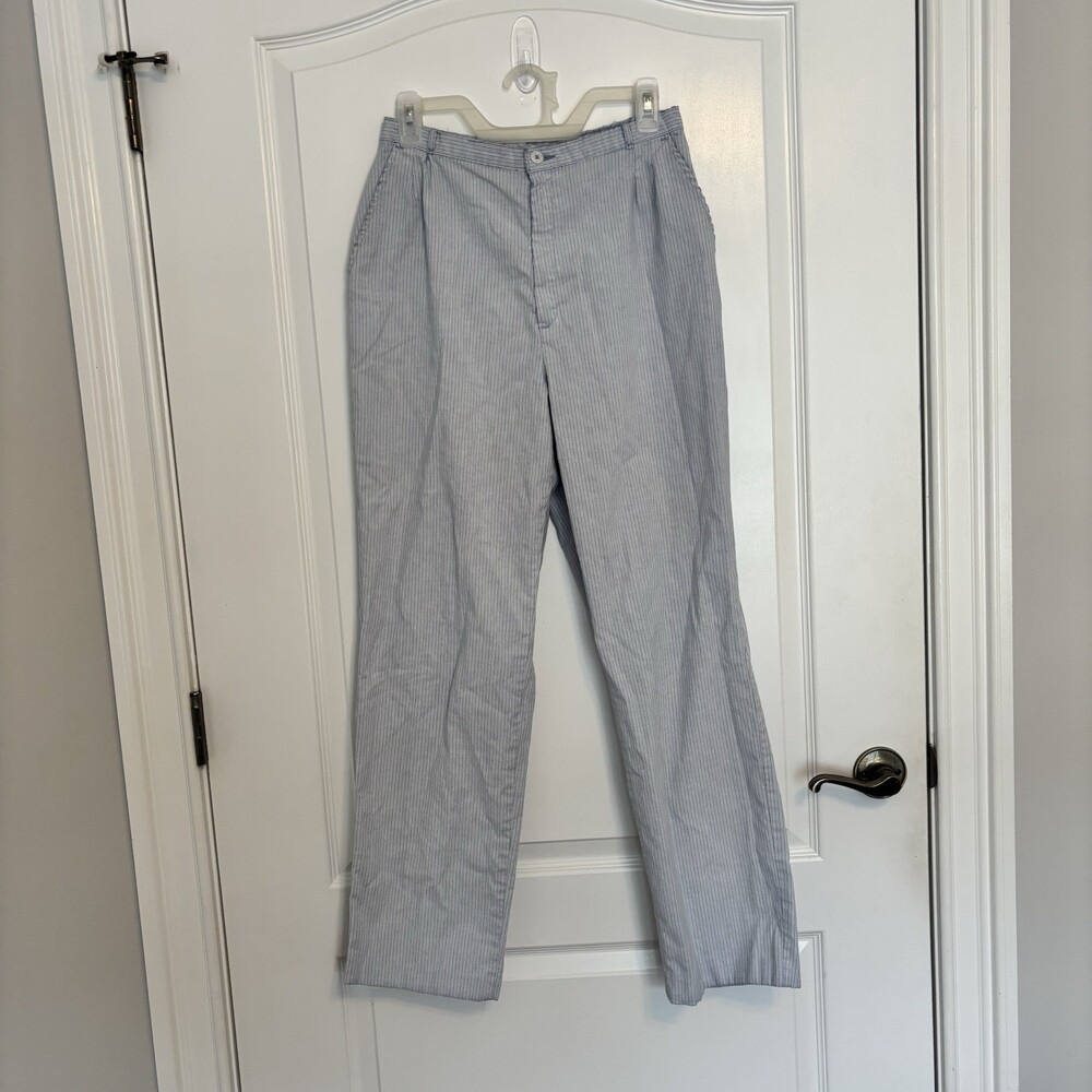 Vintage Levi Strauss & Co. Women's Seersucker Striped Light Blue Straight Pants